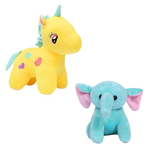 Image of TOYTALES Soft Toy Combo Pack Cute Baby Elephant Plush & Fairy Unicorn Stuffed Toy for Kids (Pack of 2)
