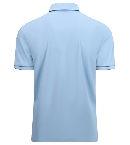 Alex Vando Mens Zipper Golf Shirt Moisture Wicking Zip Up Solid Fashion Polo Shirts