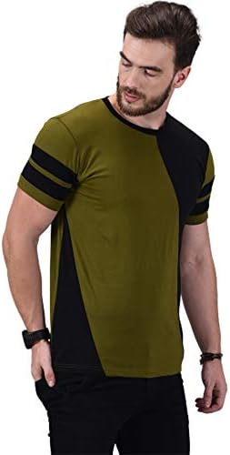 Wrath Men's Regular Fit T-Shirt (WrathTS26-XL_Green & Black_X-Large)