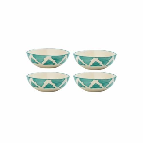 Image of Dessert Bowls, Dinnerware Sets Sauce Snack Serving Round Printed Bowls for Dining Table, Daily Meals, Lunch Dinner Serving, Small Restaurant, Cafe and Everyday Food Use (Green, Set of 4)