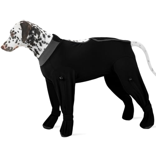 Image of ROZKITCH Recovery Suit for Dogs After Surgery, Anti-Licking E-Collar & Cone Alternative with Adjustable Leg Drawstrings, Full-Body Bodysuit for Large Dogs, Anti Shedding & Wound Licking Black 2XL
