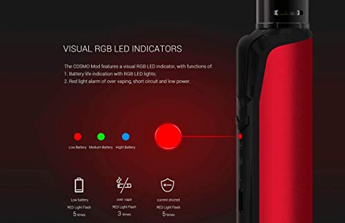 Incon 24 Vaptio Cosmo Starter set e shisha Kit 1500mAh output of 30W e zigarette MTL und DL Verdampfer Rot ohne Nikotin… – Bild 4
