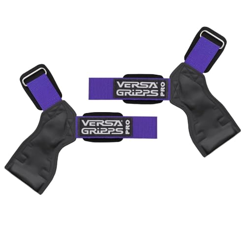 Versa Gripps Pro, Made in USA, Wrist Straps for Weightlifting Alternative, Best Training Accessory, S, Purple/Black