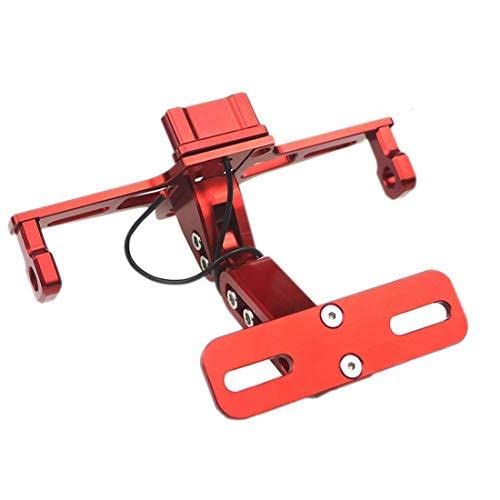 Karun ライセンス ナンバープレートステー ナンバープレートホルダー アルミ削り出し 角度調整 LEDライト付き 汎用 オートバイのアクセサリー (レッド)