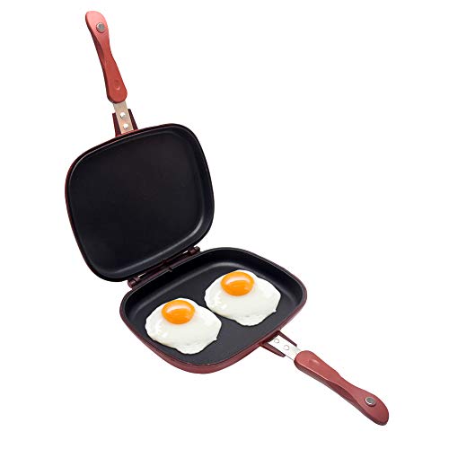 HINMAY Square Double Sided Frying Pan, Fried Steak pan Fried Egg Pot Pancake pan Best BBQ Griddle pan New Korean Smoke-Free Non-Stick 2 Gallery Image