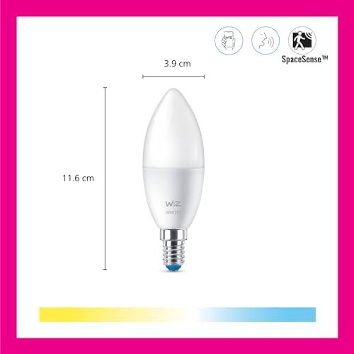 WiZ Smart Bulb, E14 Colour, Smart Dimming LED, Connected WiFi Works with Alexa, Google Assistant & HomeKit, App Control for Home Indoor Lighting, Livingroom, Bedroom, Dining Room, Energy Monitoring