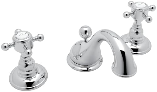 Rohl A1408XMAPC-2 C-Spout Widespread Bathroom Sink Faucet with Cross Handles, Chrome