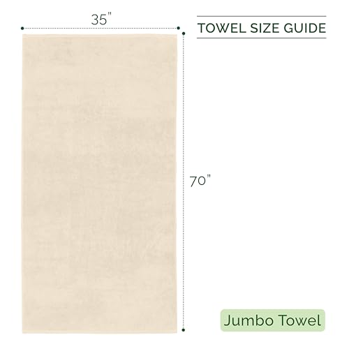 Image of Elegant Comfort 100% Turkish Cotton 4 Lines Viscose Stripe Jumbo Bath Towel - Hotel Spa Quality Extra Large 35 x 70 Inch Bath Towel Ultra Soft, Super Absorbent Quick Dry Large Bath Towel, Ivory