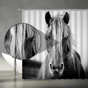Hhkjkj Horse Shower Curtain Western Texas Cowboy Farm Wild Animals Rustic Portrait Wilderness Art Unique Strong Stallion Theme Country Fabric Home Bathroom Decor With Hooks(70" Wx70 H) #TOP3