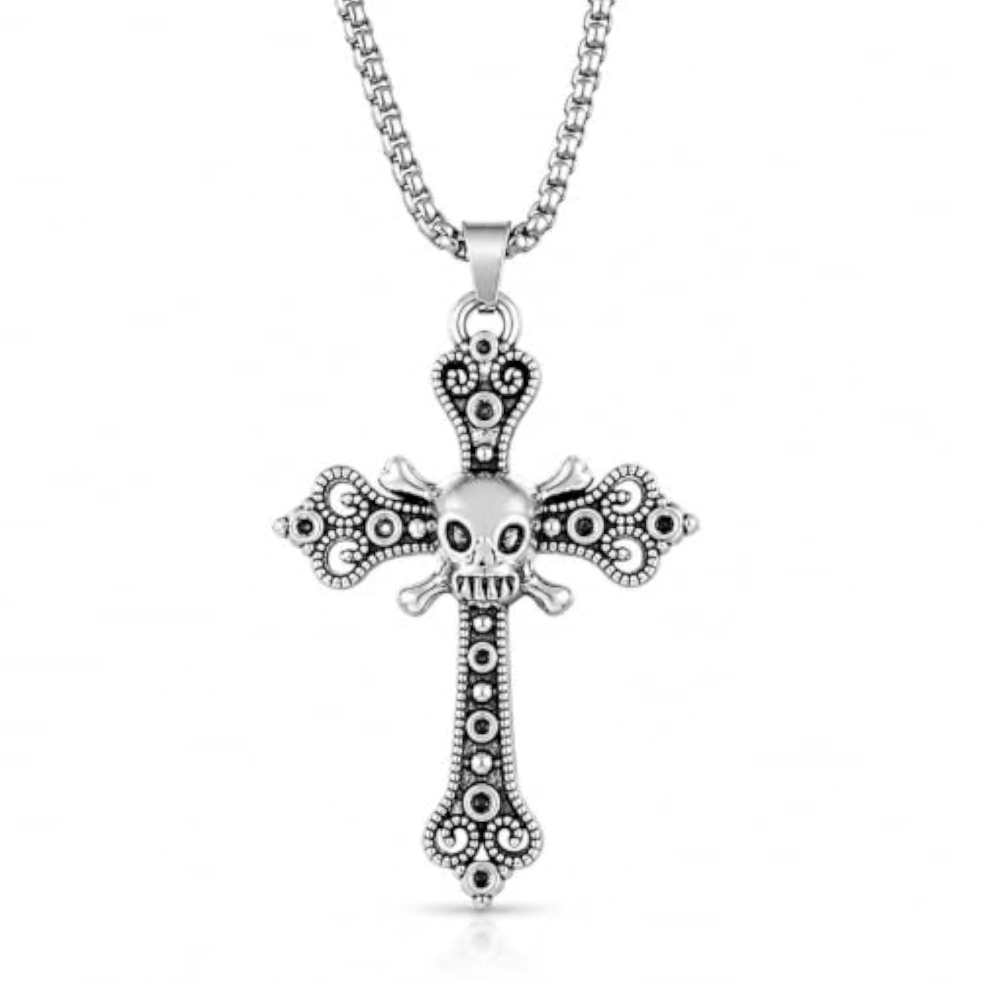 Men's Vintage Skull Cross Pendant Necklace