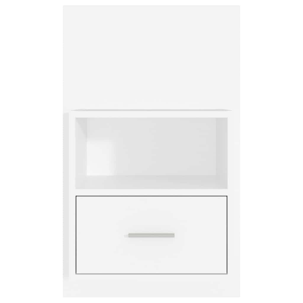Set di 2 comodini da parete con cassetto, colore: bianco