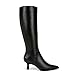 ZJGZF Black Knee High Boots for Women Kitten Heel Pointed Toe Leather Tall Boots Low Heeled Side Zipper Long Shoes Fashion Dessy