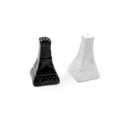 FUNOMOCYA Unique Eiffel Tower Design Shaker Ceramic Seasoning Bottles Lids Great for Cooking