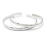 Genuine 925 Sterling Silver Personalised D Shaped Cuff Bangle Bracelet