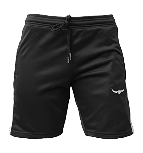 ROCK-IT Apparel Men's Track Short - Pantalones de chándal de Estilo Retro, Elegantes Pantalones Cortos de Fitness para Hombres - Tallas S-XXXL - Negro XXL