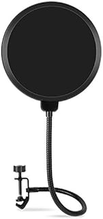 Microphone Pop Filter for Blue Yeti and Other Mic, LILALIWA 6 Inch Dual Layered Pop Wind Screen with Enhanced Flexible 360° Gooseneck Clip Stabilizing Arm for Vocal Recording and Live Broadcasting