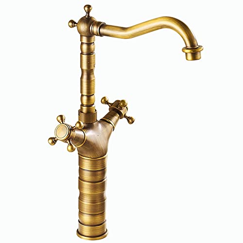 Robinet de lavabo en laiton antique A à double poignée pour cuisine