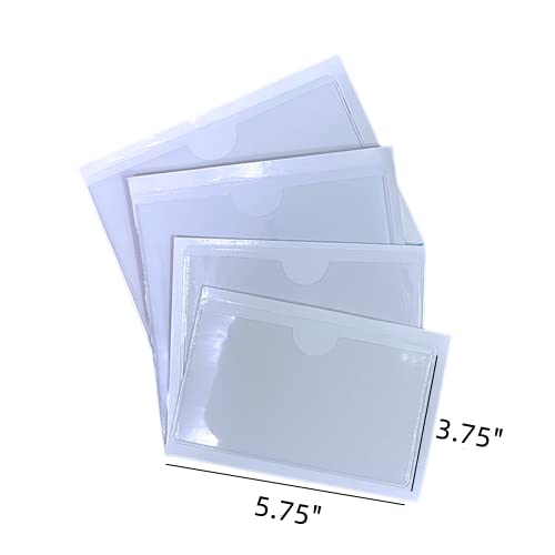 Rikyo 30 Pack Self-Adhesive Index Card Pockets With Top Open For Loading,Pockets Card Holder For Organizing Or Protecting Index Cards - Horizontal Clear Plastic Labels Holders (5.75X3.75) #TOP2