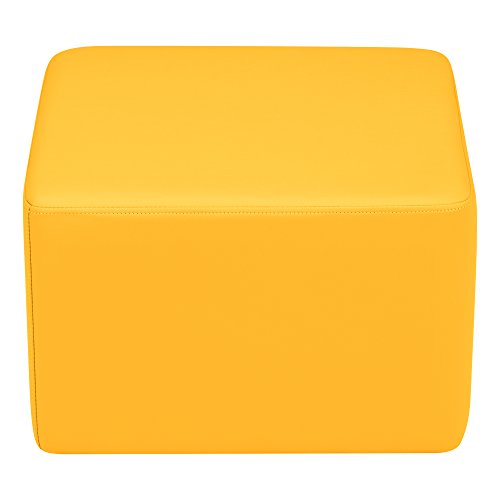 Image of Sprogs 12 inch H Structured Cube Stool -Flexible Modular Collaborative Soft Seating for Office, Home, Lounge and School Classrooms with Durable Frame & Set of 6 inch Legs Add-on -Yellow