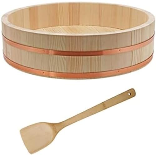 Hangiri Sushi-Reis-Mischwanne – Sushi-Reisschale aus Holz – japanisches Reisfass mit Holzlöffel – 33x75cm – 12 Größen zur Auswahl
