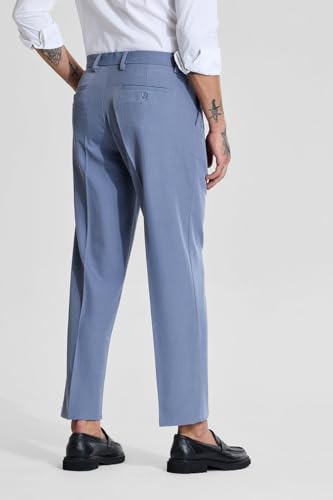 Image of SNITCH Men Formal Trousers | Regular Fit Pleated Front with Turned-Up Hem | Polyester Blend & Medium Stretch Fabric for Office & Winter Wear