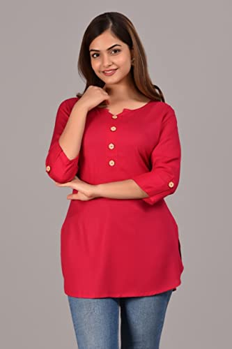 Image of Women's Rayon Straight Solid Casual Top /Kurta