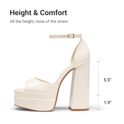 Image of DREAM PAIRS High Heels Chunky Block Platform Heels for Women Ankle Strap Sexy Open Square Toe Heels Dressy Pumps Sandals