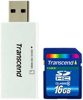 Transcend 16 GB SDHC Class 6 Flash Memory Card with Card Reader TS16GSDHC6-S5W