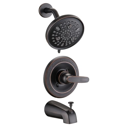 Ultrimkit 9-Setting Rain Shower Faucet Trim Kit Compatible with 13/14 Series High Pressure 5.5 Round Rain Shower Head& Tub Handle Set Oil Rubbed Bronze(Valve& Catridge Not Inclued)