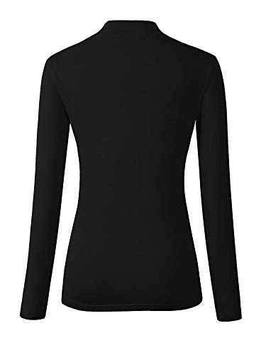 Veranee Women's Long Sleeve Slim Fit Turtleneck Basic Layering T-Shirt Small Black
