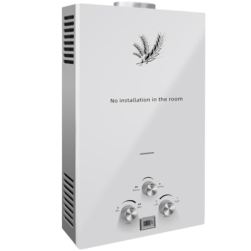 Furvveerr 18L Calentador de Agua de Gas,Calentador de Agua Portátil de 36KW,Caudal de Agua 18L / min,con Modos de Invierno y Verano,para Baño/Cocina/Autocaravana/Camping/Al Aire Libre