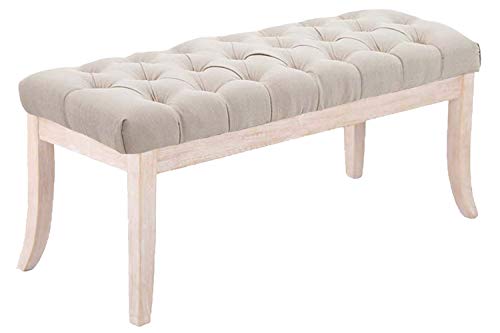 Taburete Pie De Cama Ramses En Tela | Banqueta Altura De Asiento: 46 cm | Banco De Entrada con Base En Madera Blanca Antigua I Color:, Color:Crema, Tamaño:100 cm