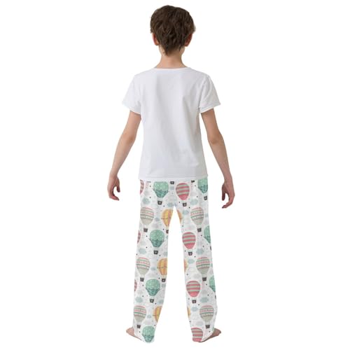 Hot Air Balloon Clouds Boys Long Pants Soft Trousers Elastic Waist Kids Lounge Bottoms with Pockets S-XL3