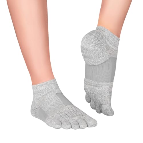 KNITIDO+ Umi Chaussettes Antidérapantes de Pilates, Yoga, pointure:35-38, Coleur:gris (15)