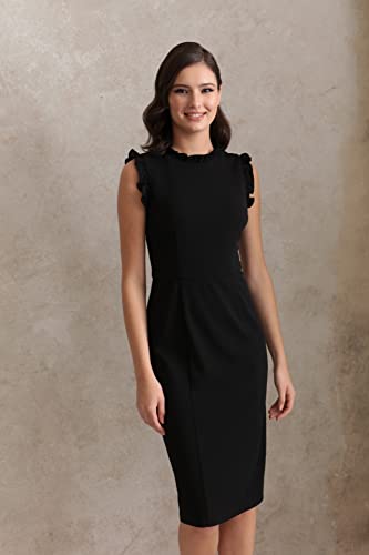 Image of Maggy London Womens Ruffle Neck and Armhole Sheath Dress