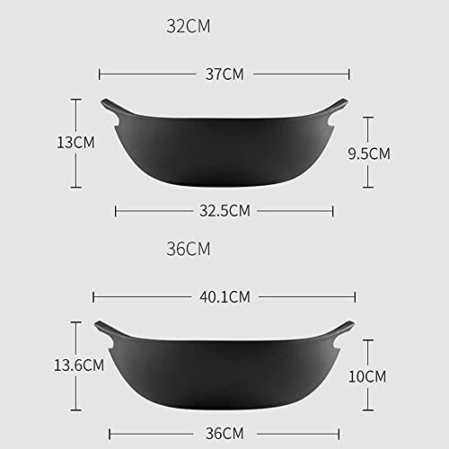 Wok de hierro fundido tradicional chino con tapa y doble asa 32cm miniatura 3