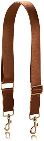 Allzedream Wide Purse Strap Replacement Crossbody Shoulder Bag Adjustable (Brown Gold Leather)