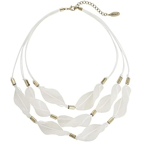 Bocar 3 Strand Acetate Necklace NK-10660-White Cover