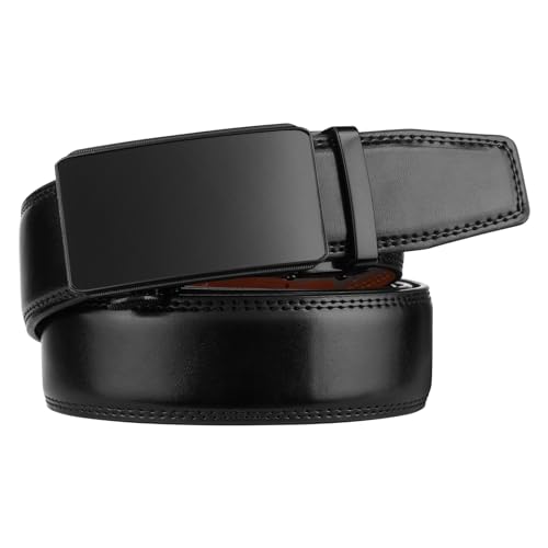 Image of Men's Real Leather Ratchet Dress Casual Belt, Cut to Exact Fit,Elegant Gift Box