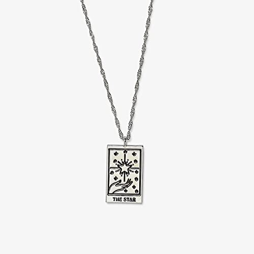 Pura Vida 18" Silver Star Tarot Pendant Necklace - Handmade Statement Necklace With Silver Chain - Silver Necklace For Women, Long Necklaces For Teen Girls, Boho Jewelry For Women - 3" Extender #TOP1