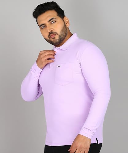 Image of INKKR Plus Size Men's Solid Polo Neck Full Sleeve T-Shirts