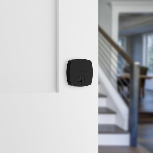 Kwikset Midtown Deadbolt Lock, Matte Black Modern Exterior Keyed Front Entry Door, Pick Resistant SmartKey Rekey Security, Single Cylinder Dead Bolt, with Microban Protection by Kwikset - Image 2