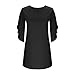 Summer Dresses for Womens 2025 Chiffon Dress Fashion Split 3/4 Length Sleeves Round Neck Elegant Classy Solid Comfy Black Large