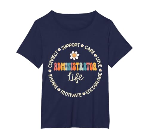 Administrator Life Appreciation Week Back to School T-Shirt, Women's Plus, Navy Blue, 6X