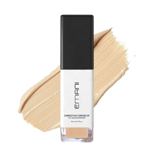 Emani HD Corrective Liquid Mineral Concealer with Vitamin C & Hyaluronic Acid, Full Coverage for Face, Cruelty-Free & Vegan, Fair