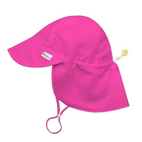 Green Sprouts Baby Toddler UPF 50+ Eco Safety Flap Hat - Safety Pink - 9-18 mo