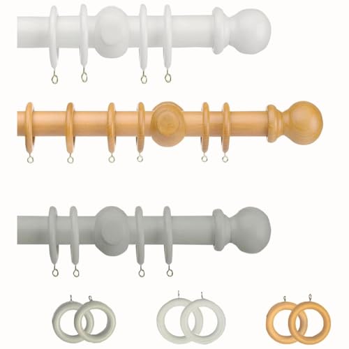 RTS Wooden Curtain Pole – Fixed Length Door Curtain Pole – Premium Quality Bay Window Curtain Pole, Curtain Pole for Doors, Windows and Eyelet Curtains (Beechwood, 120 cm)