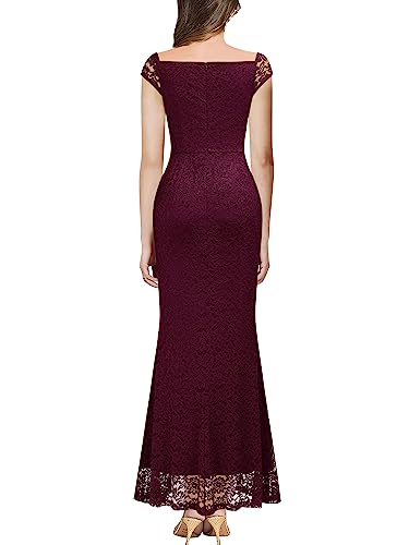 Image of MISSMAY Women's Vintage V-Neck Floral Lace Ruffle Split Formal Evening Maxi Dress