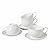 SumitlEyao Coffee Cups with Saucers, Cappuccino Mug Set of 4 (10oz), Ceramic White Tea Mugs with Saucers, Microwave and Dishwasher Safe, for Home, Cafe, Bridal Shower, and Housewarming