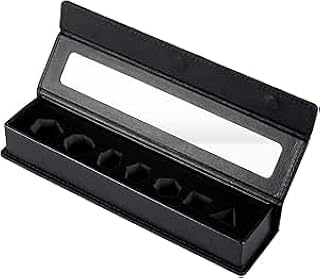 MAYJOYDIY 7-Slot Leather Dice Case Box Rectangle Gift Boxes Dice Organizer Boxes with Visible Window Lid for MTG DM and Player, Black